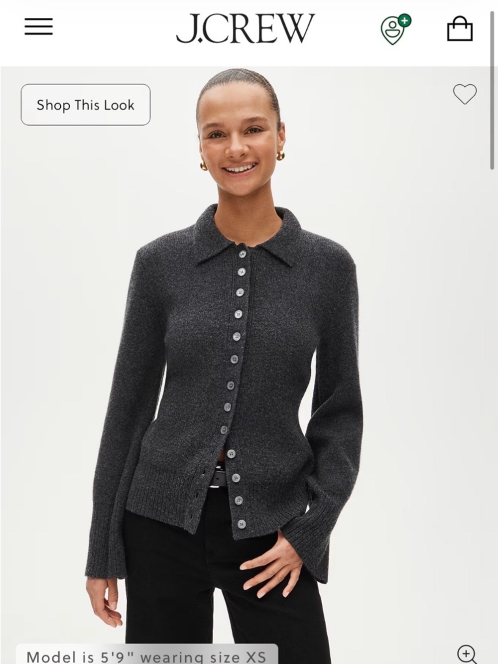 J. Crew Charcoal Gray Knit Cardigan Sweater